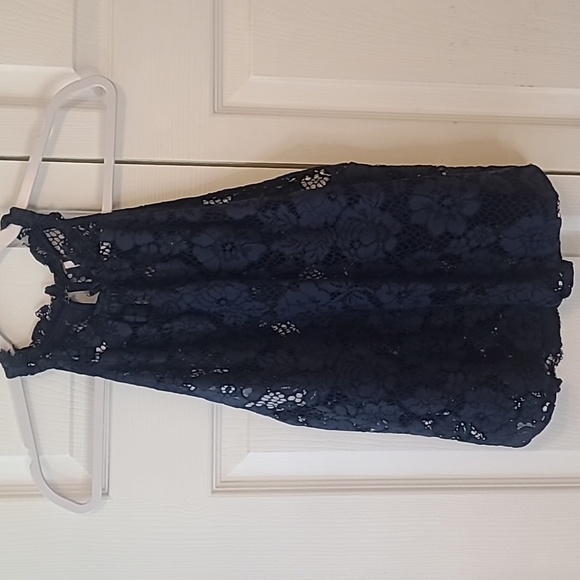 Free People Sweet Meadow Dream navy sheer lace halter top size Medium - Picture 5 of 7